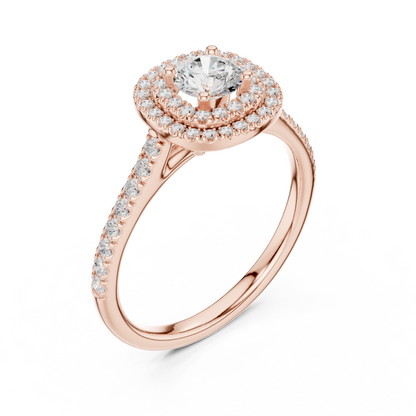 Double Halo Diamond Engagement Ring
