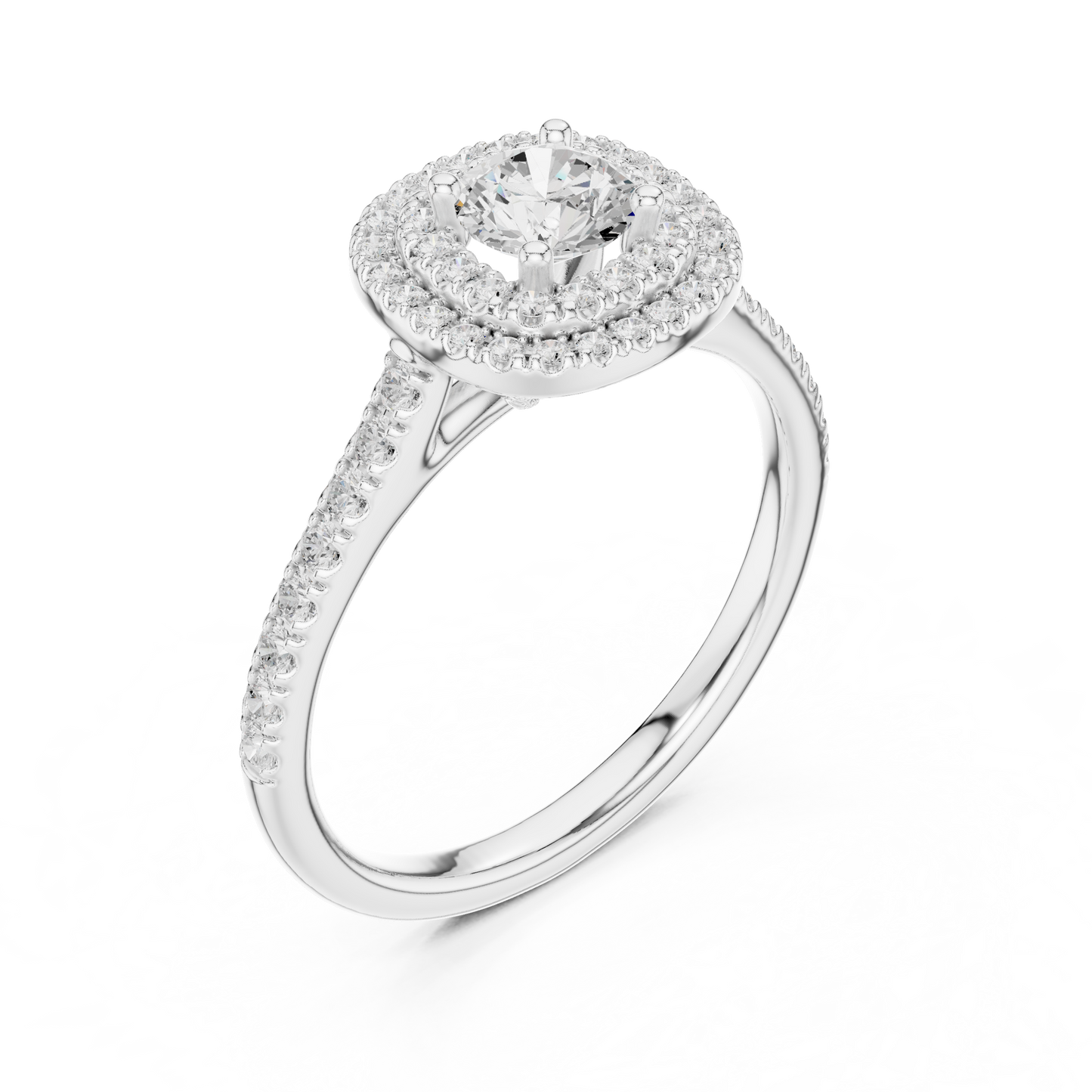 Double Halo Diamond Engagement Ring