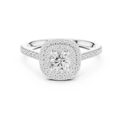 Double Halo Diamond Engagement Ring