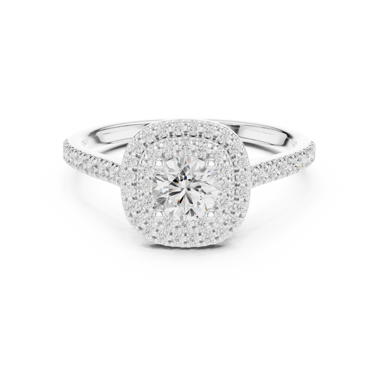 Double Halo Diamond Engagement Ring