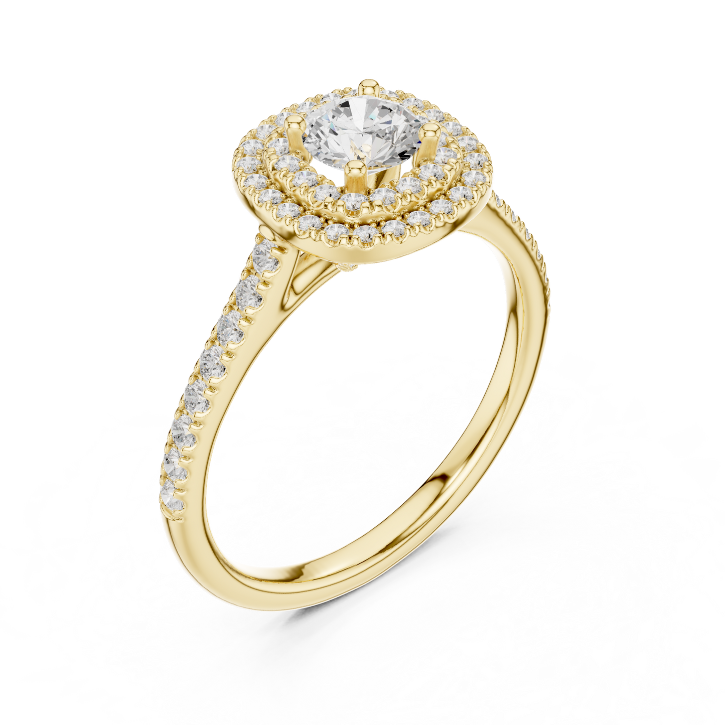 Double Halo Diamond Engagement Ring