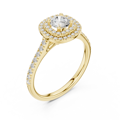 Double Halo Diamond Engagement Ring