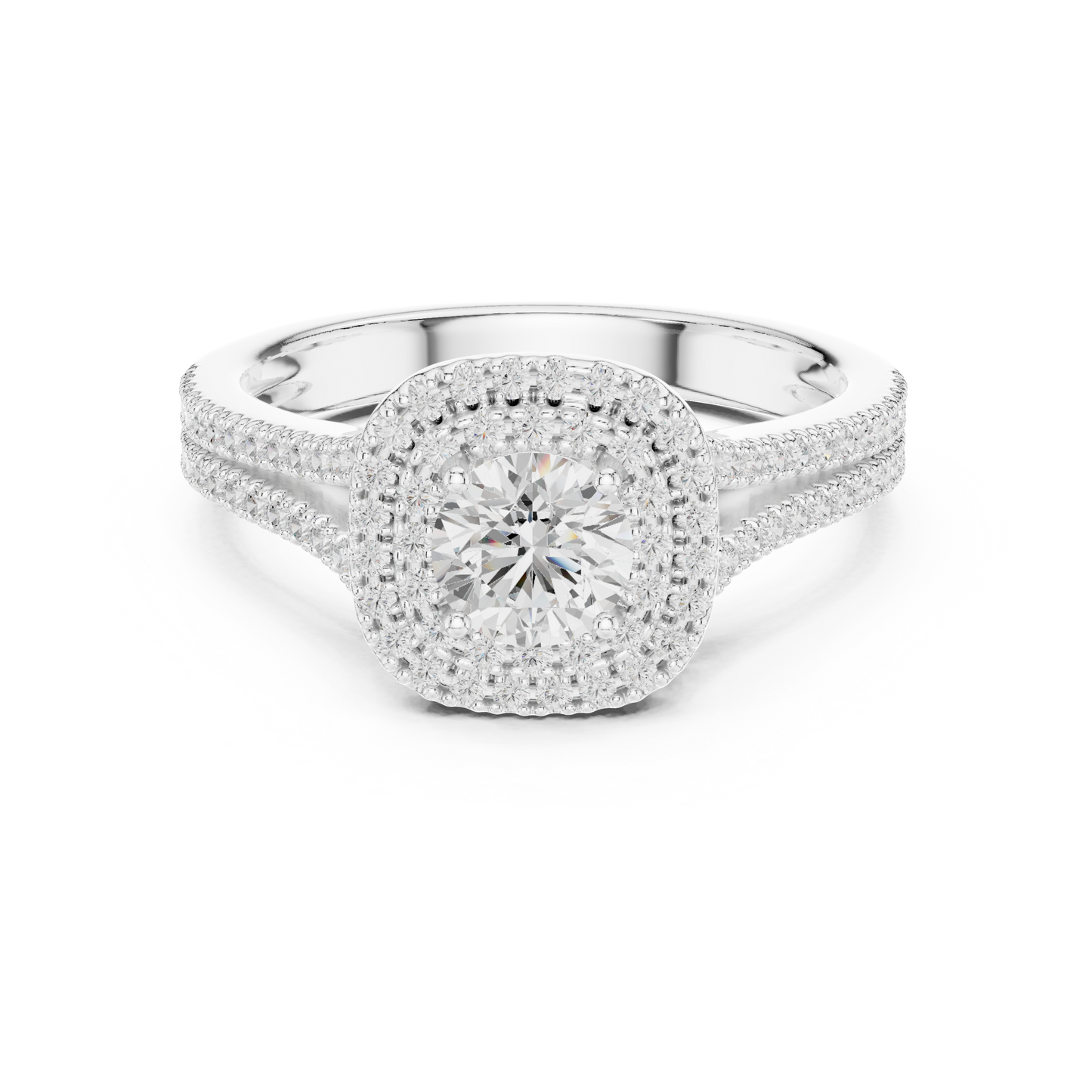 Triple Halo Diamond Engagement Ring