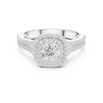 Triple Halo Diamond Engagement Ring