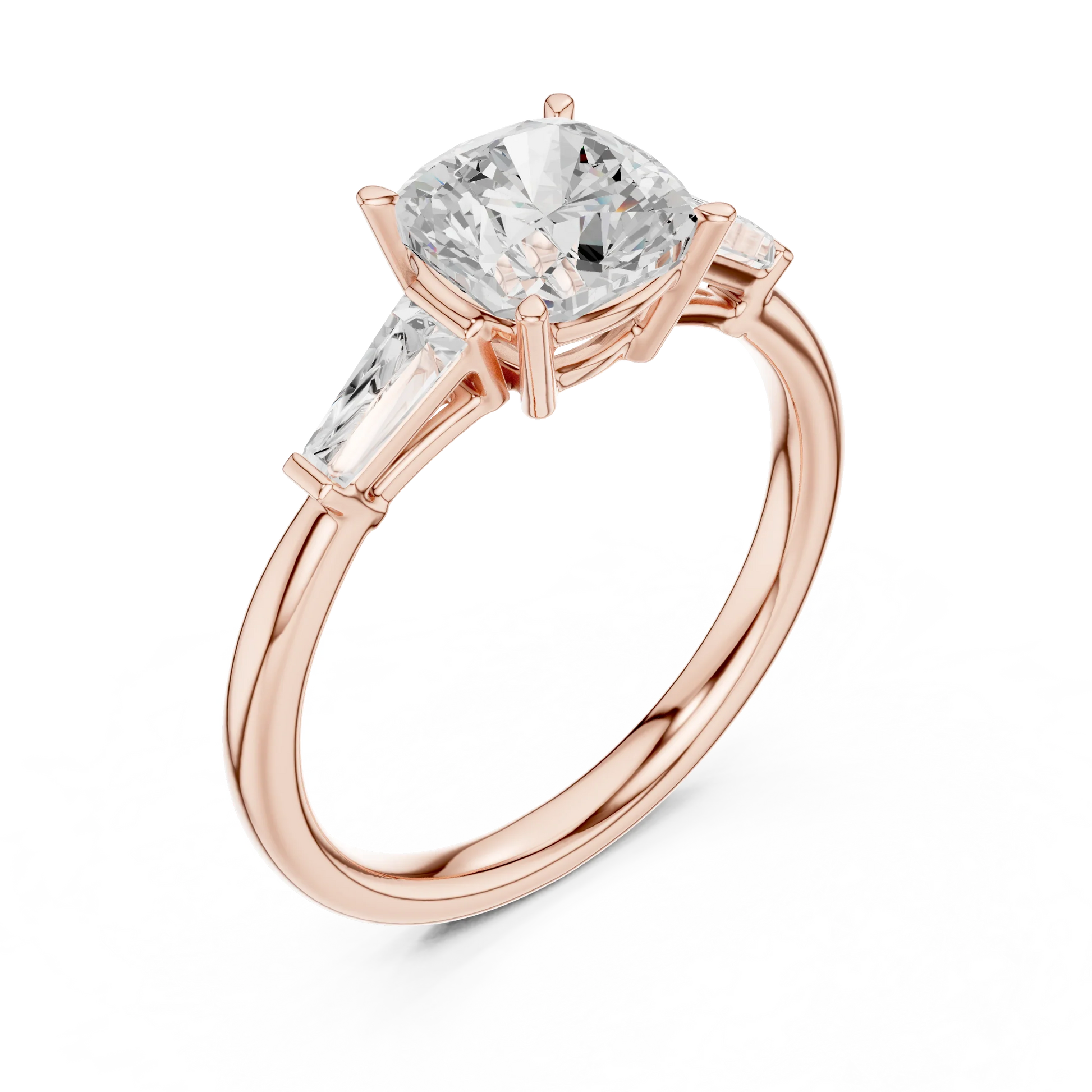 Front view of rose gold luminous crown cushion diamond ring with lab-grown diamond – Australia