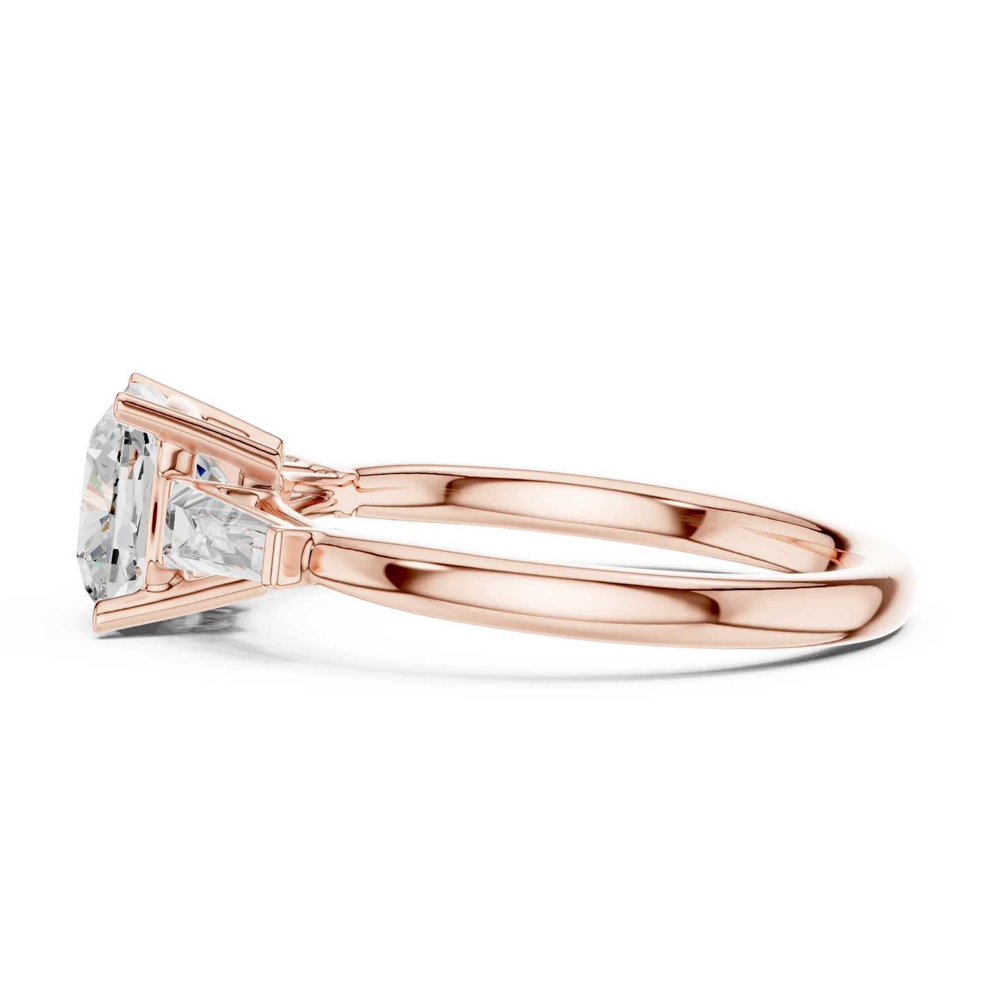 Side view of rose gold luminous crown cushion diamond ring with lab-grown diamond – Australia