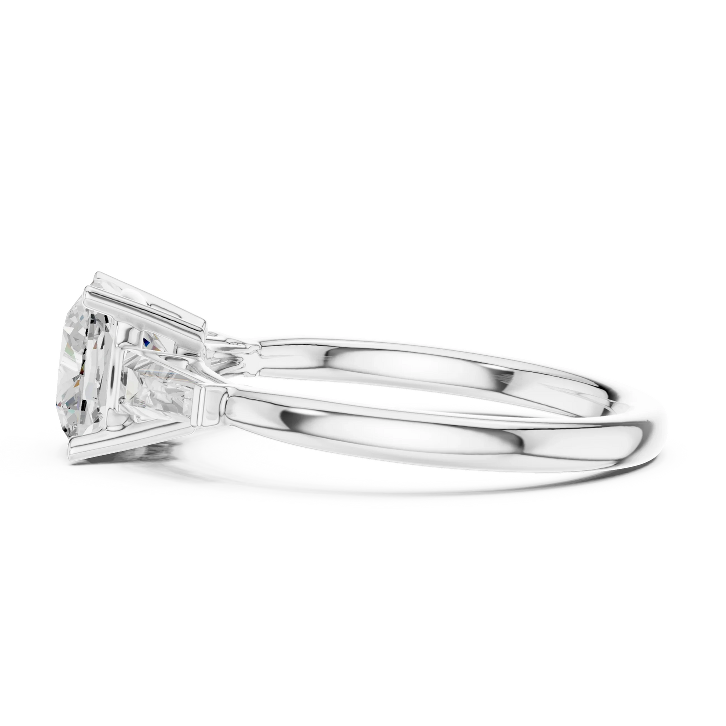 Side view of white gold luminous crown cushion diamond ring with lab-grown diamond – Australia