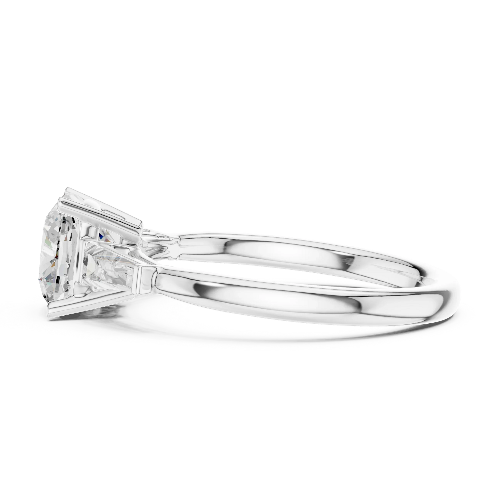 Side view of white gold luminous crown cushion diamond ring with lab-grown diamond – Australia