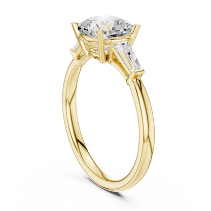 Back side view of yellow gold luminous crown cushion diamond ring with lab-grown diamond – Australia