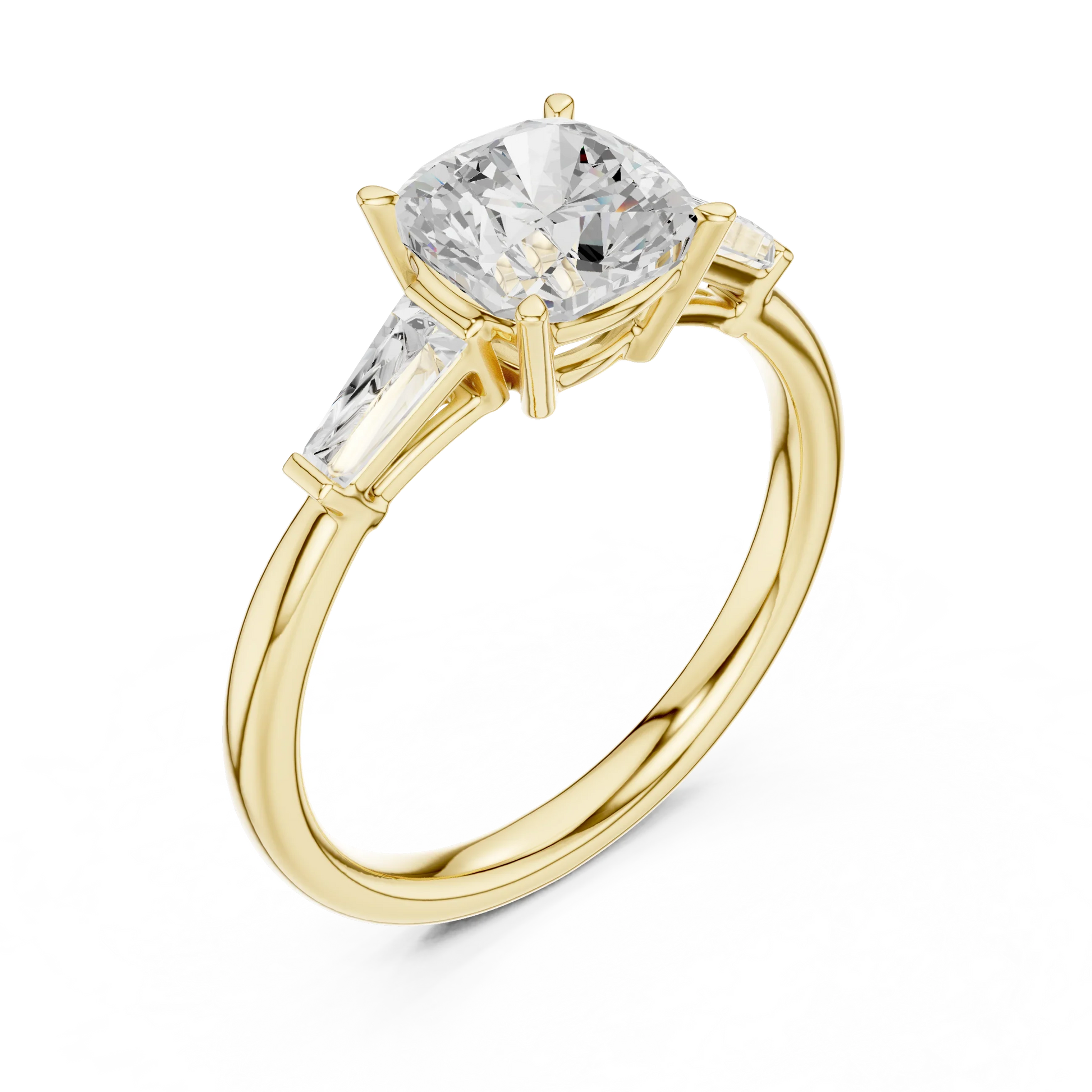 Front view of yellow gold luminous crown cushion diamond ring with lab-grown diamond – Australia
