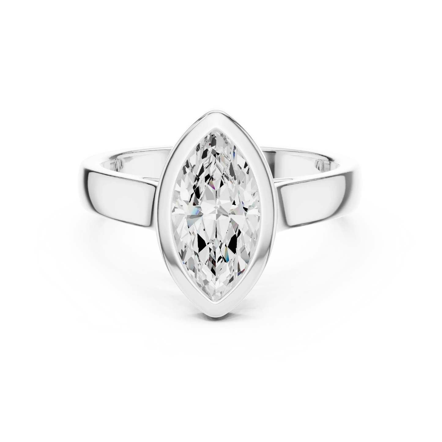 Marquise bezel solitaire ring in white gold with lab-grown diamond – Australia
