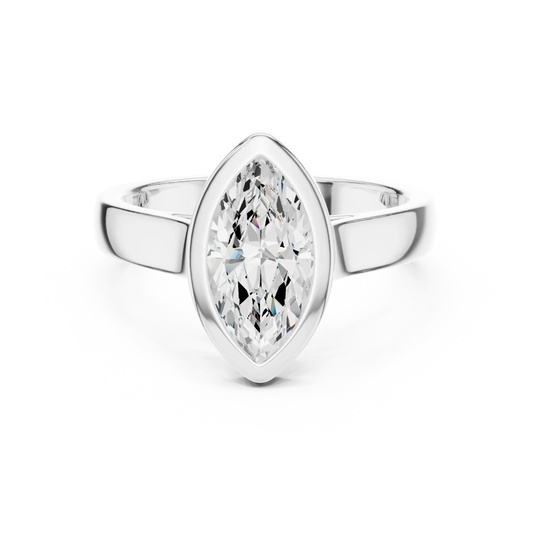 Marquise bezel solitaire ring in white gold with lab-grown diamond – Australia