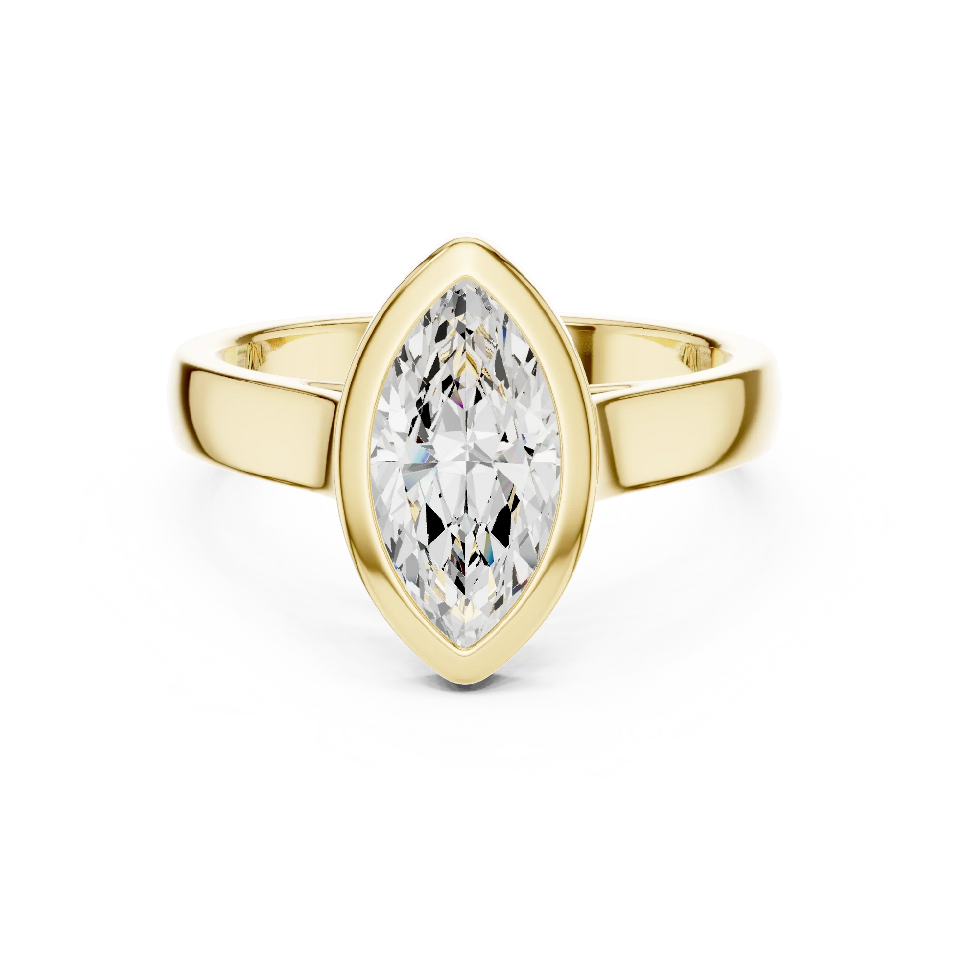 Marquise bezel solitaire ring in yellow gold with lab-grown diamond – Australia