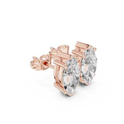 Marquise cut lab grown diamond stud earrings in rose gold front view by Diamonds for Everyone Australia