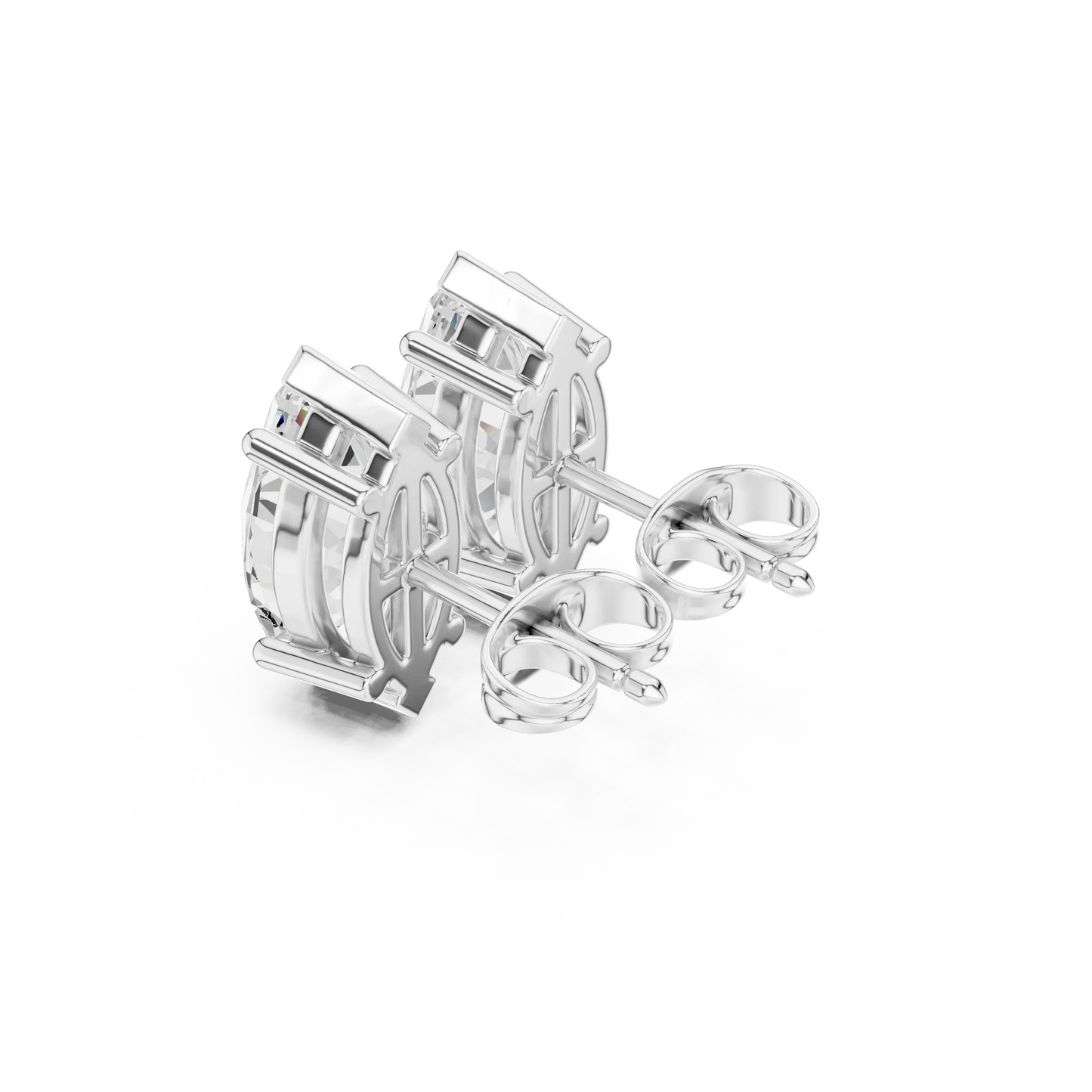 Marquise cut lab grown diamond stud earrings in white gold back side view by Diamonds for Everyone Australia