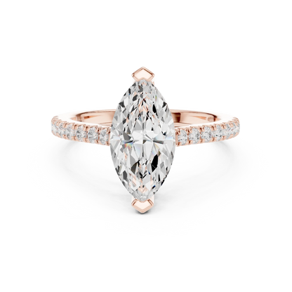 Lab-grown marquise diamond pavé band ring in rose gold