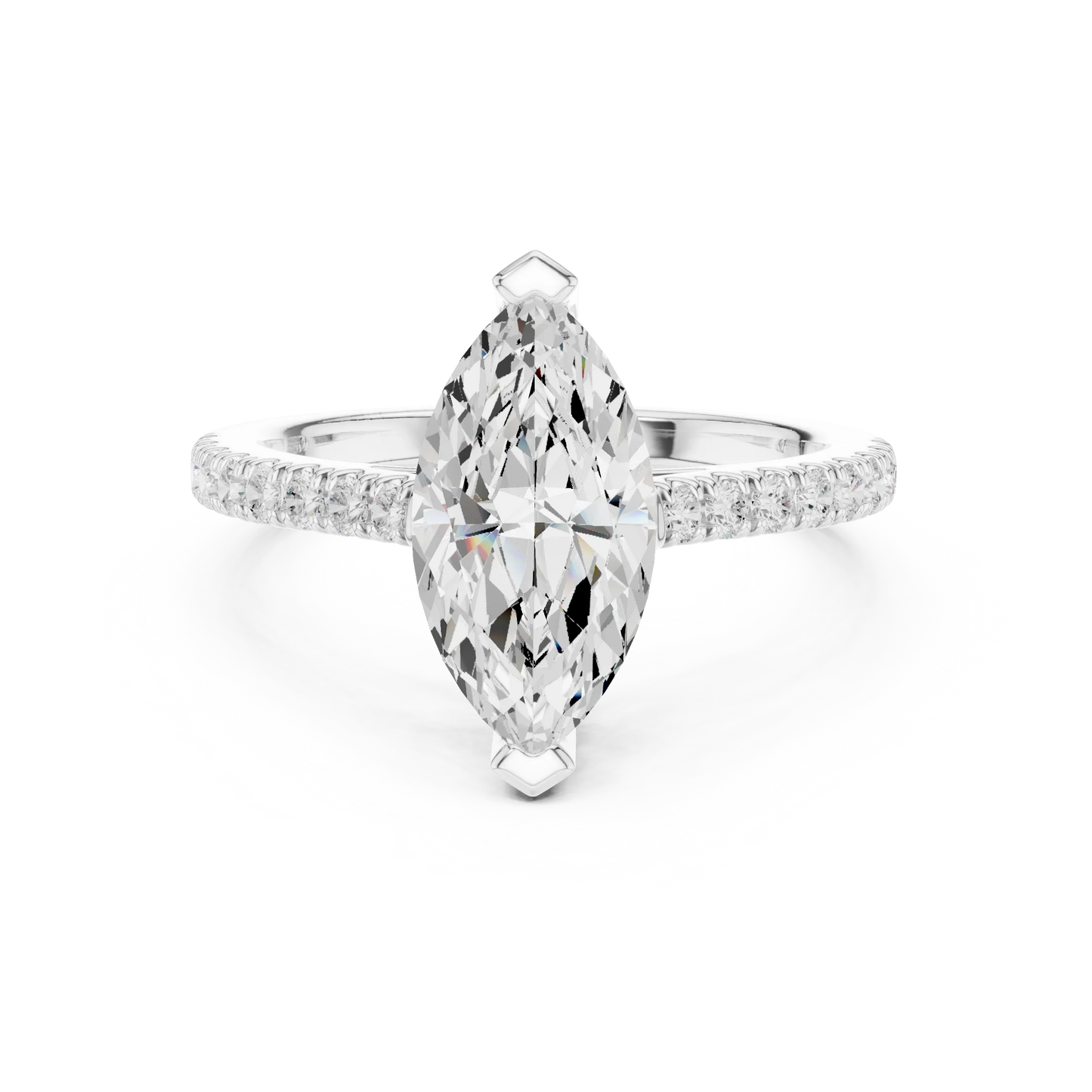 Lab-grown marquise diamond pavé band ring in white gold