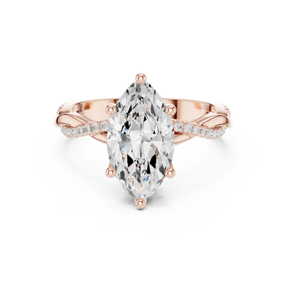 Marquise diamond ring in rose gold with twisted vine pave band and lab-grown diamond – Australia