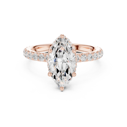 Marquise hidden halo ring in rose gold with pave diamond band and lab-grown diamond 鈥?Australia