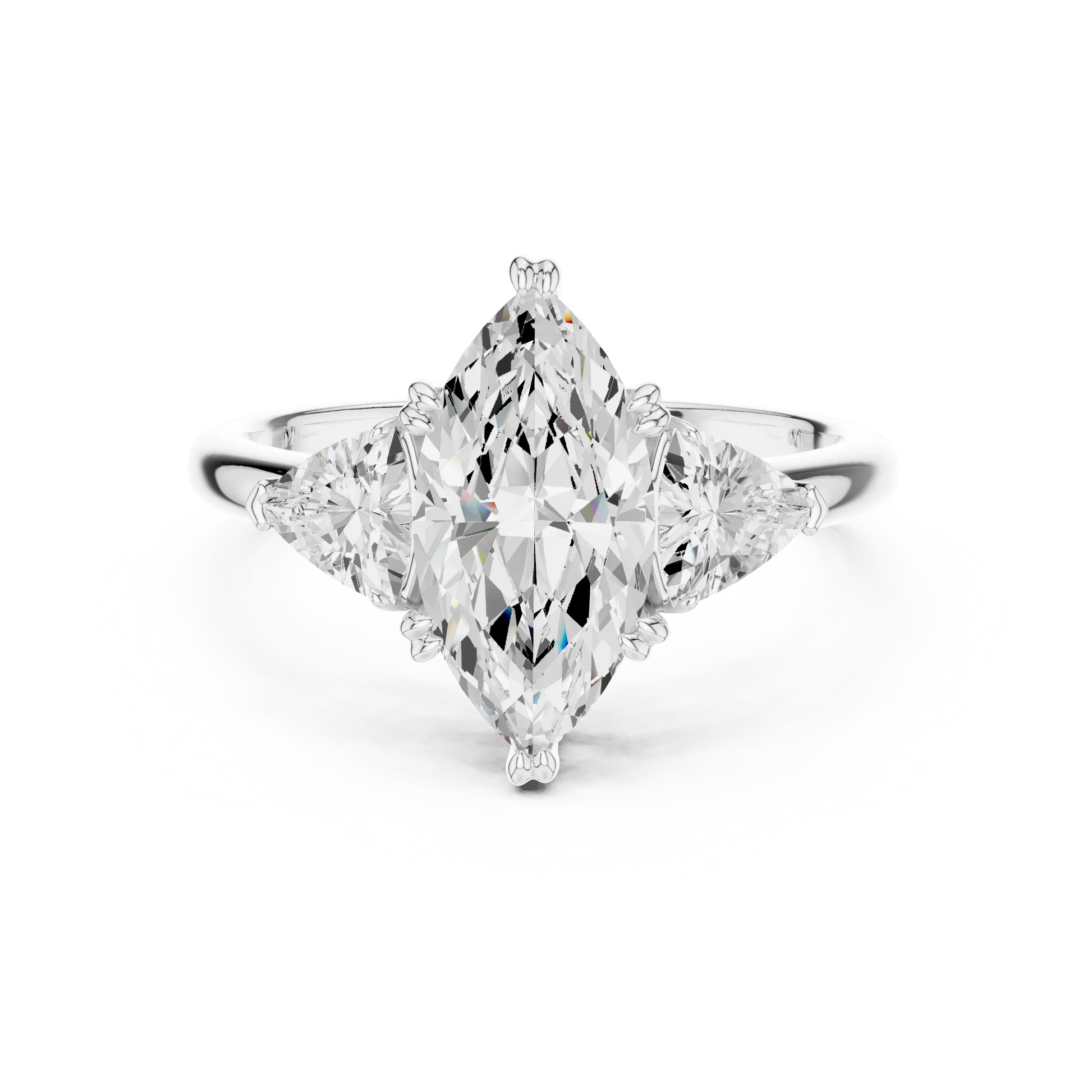 Marquise three-stone ring in white gold with trillion cut side stones and lab-grown diamond 鈥?Australia
