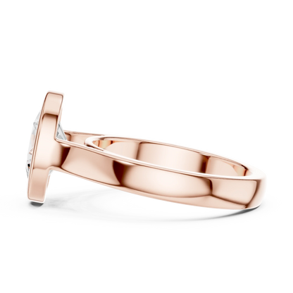 Side view of rose gold oval bezel solitaire ring with lab-grown diamond – Australia