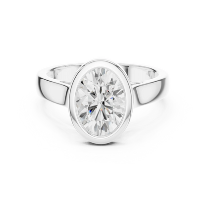 Oval bezel solitaire ring in white gold with lab-grown diamond – Australia