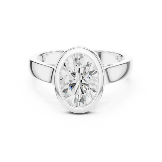 Oval bezel solitaire ring in white gold with lab-grown diamond – Australia