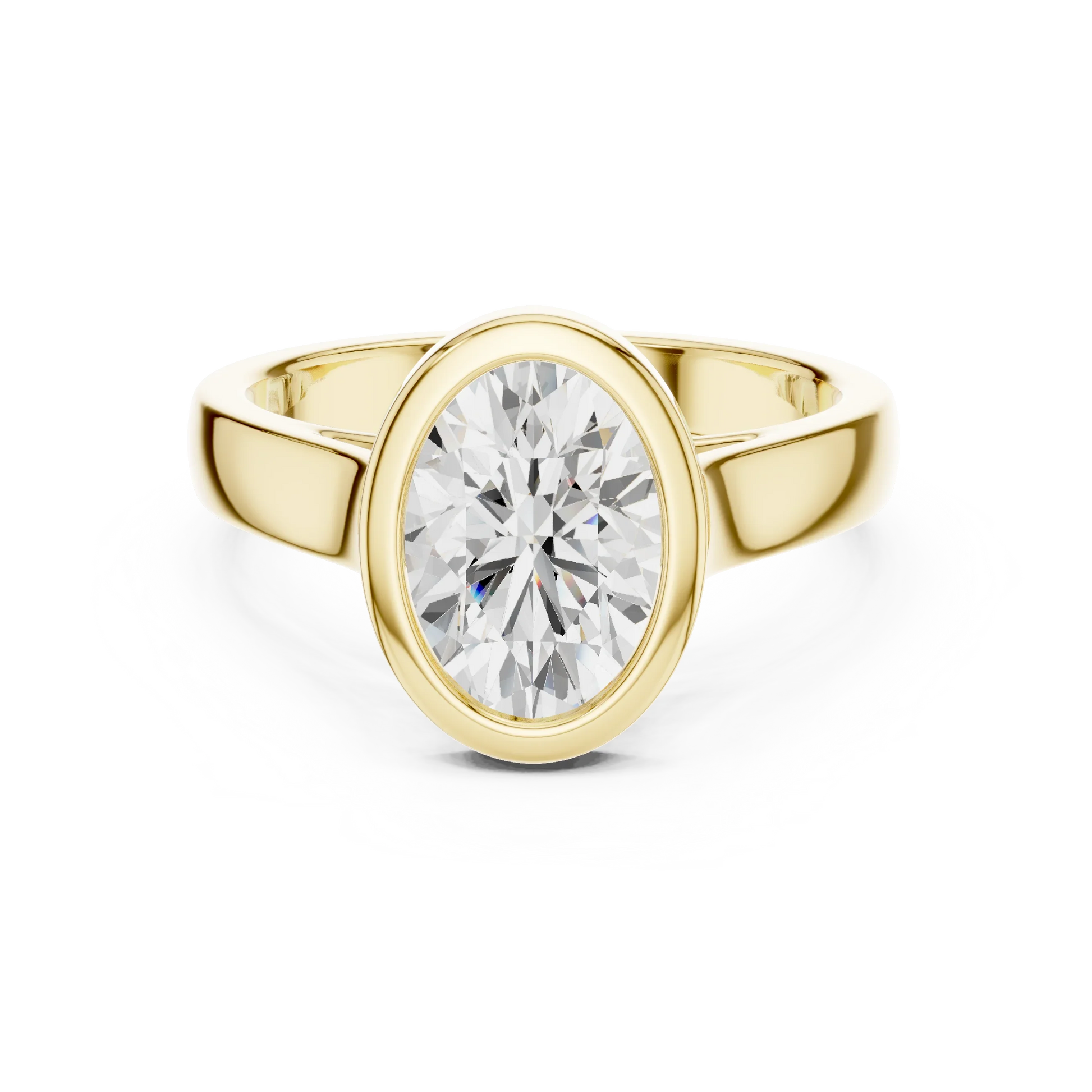 Oval bezel solitaire ring in yellow gold with lab-grown diamond – Australia