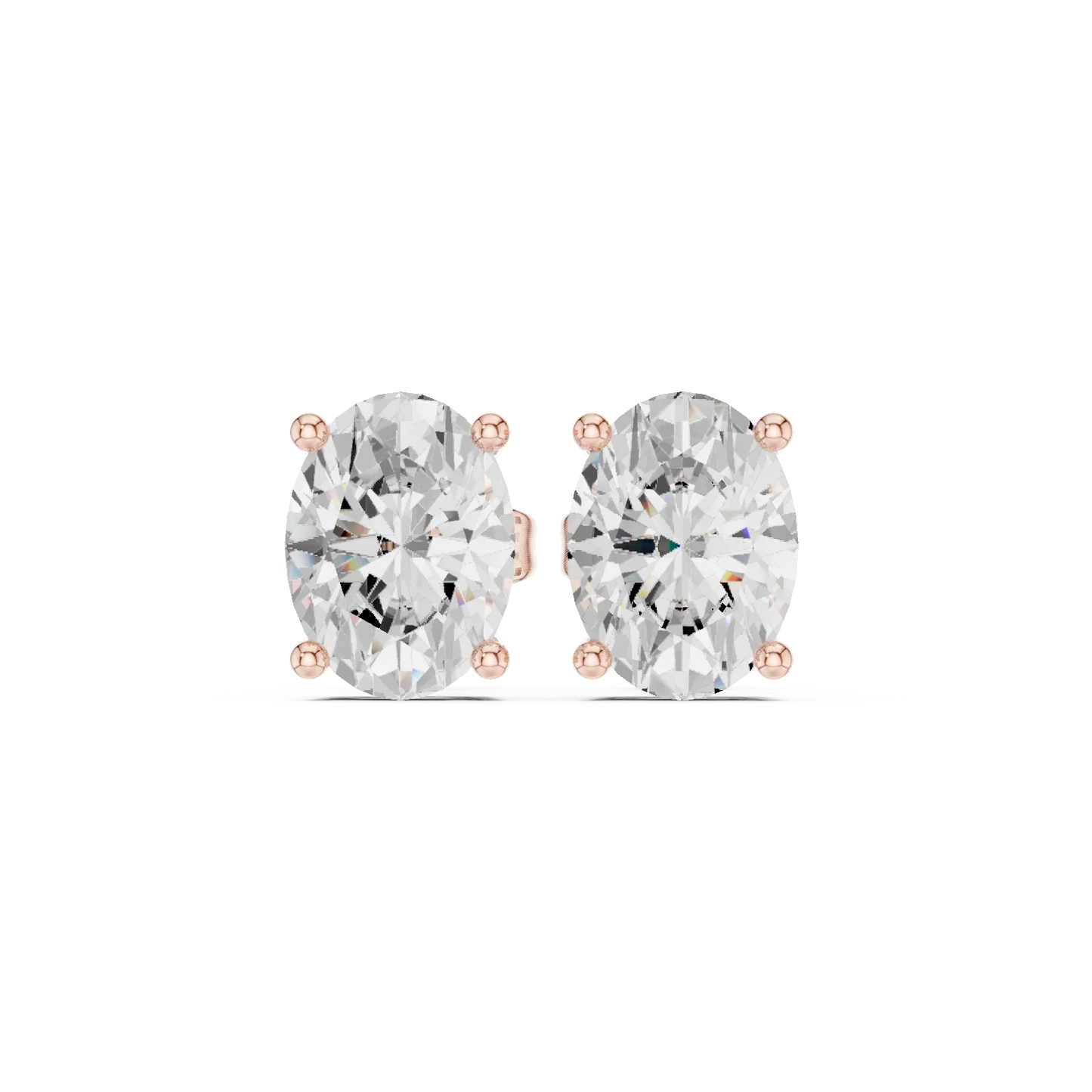 Oval cut lab grown diamond stud earrings in rose gold by Diamonds for Everyone Australia