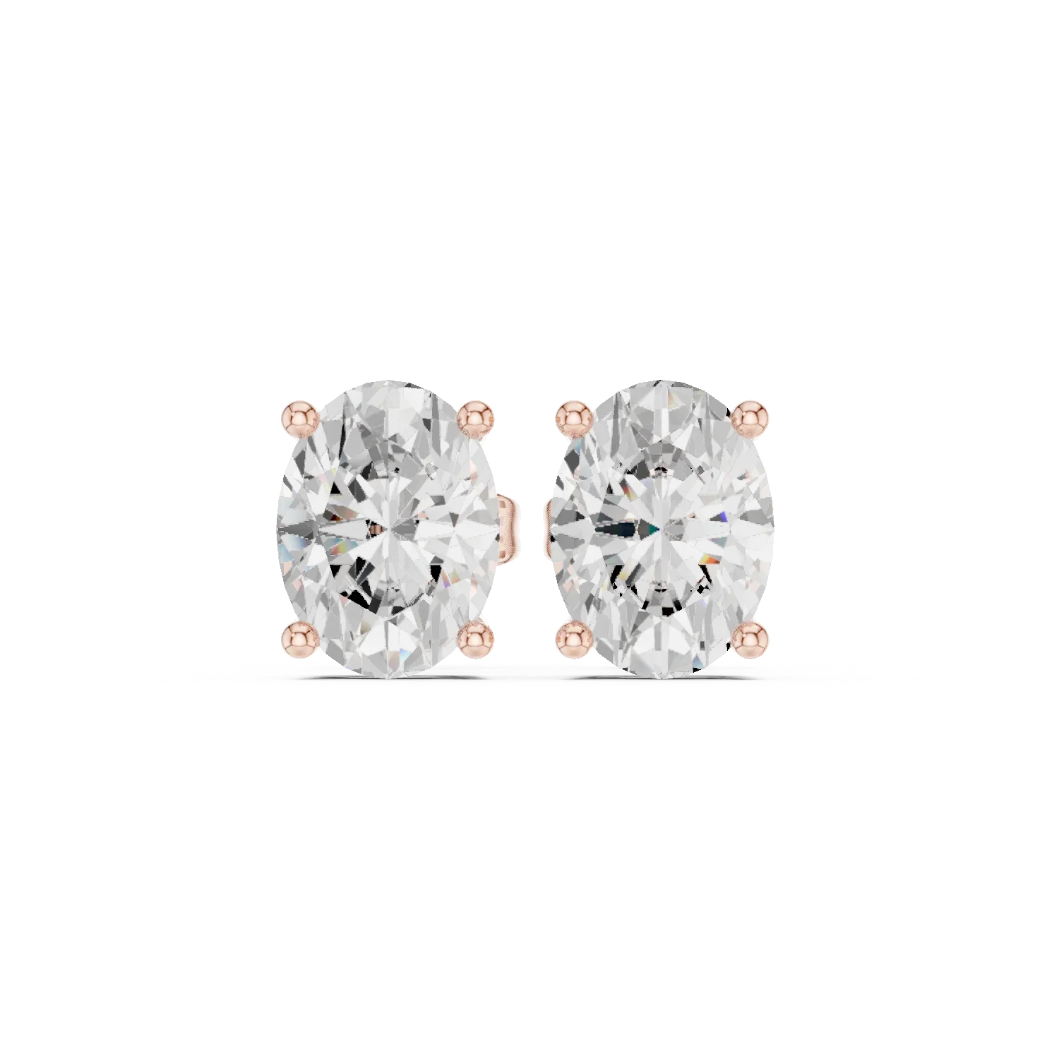 Oval cut lab grown diamond stud earrings in rose gold by Diamonds for Everyone Australia