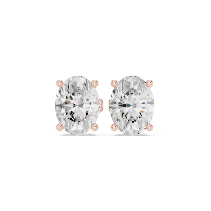 Oval cut lab grown diamond stud earrings in rose gold by Diamonds for Everyone Australia