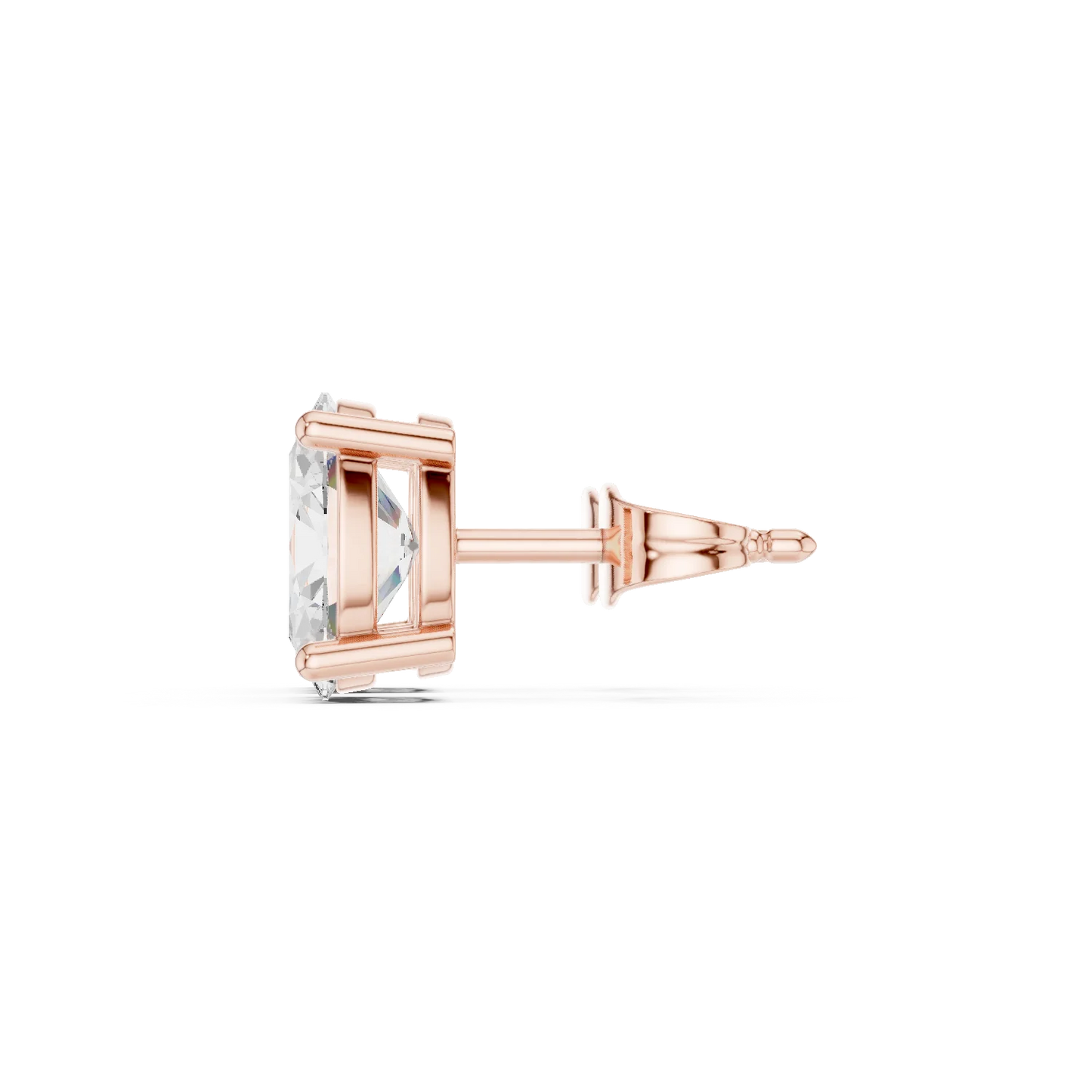 Oval cut lab grown diamond stud earrings in rose gold side view by Diamonds for Everyone Australia