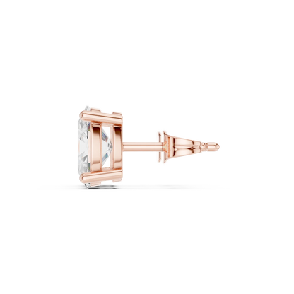 Oval cut lab grown diamond stud earrings in rose gold side view by Diamonds for Everyone Australia