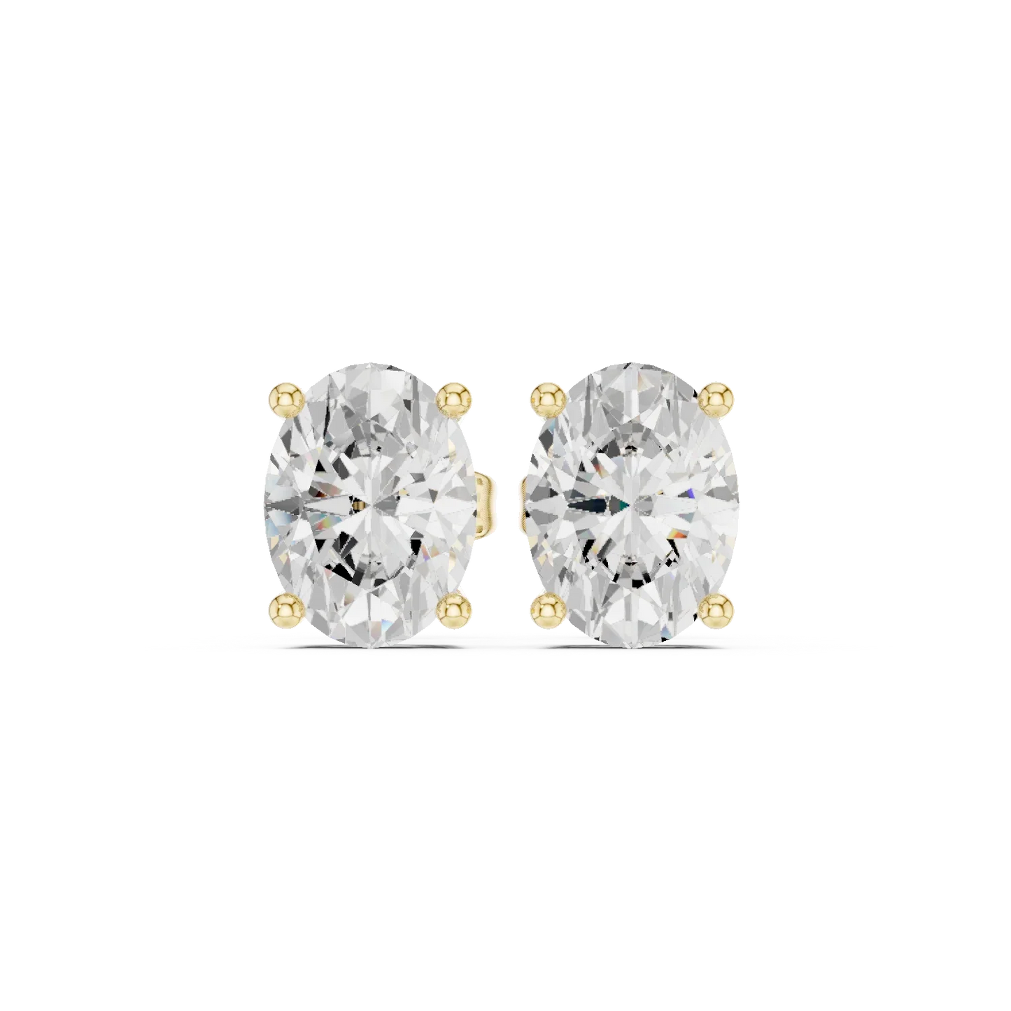 Oval cut lab grown diamond stud earrings in yellow gold by Diamonds for Everyone Australia