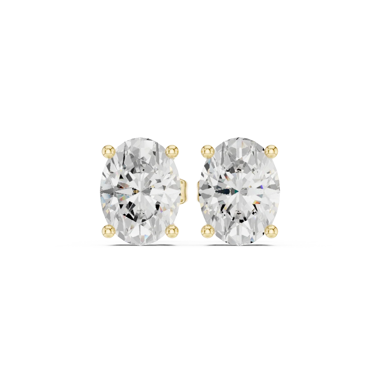Oval cut lab grown diamond stud earrings in yellow gold by Diamonds for Everyone Australia