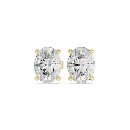 Oval cut lab grown diamond stud earrings in yellow gold by Diamonds for Everyone Australia