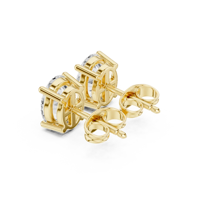 Oval cut lab grown diamond stud earrings in yellow gold back side view by Diamonds for Everyone Australia