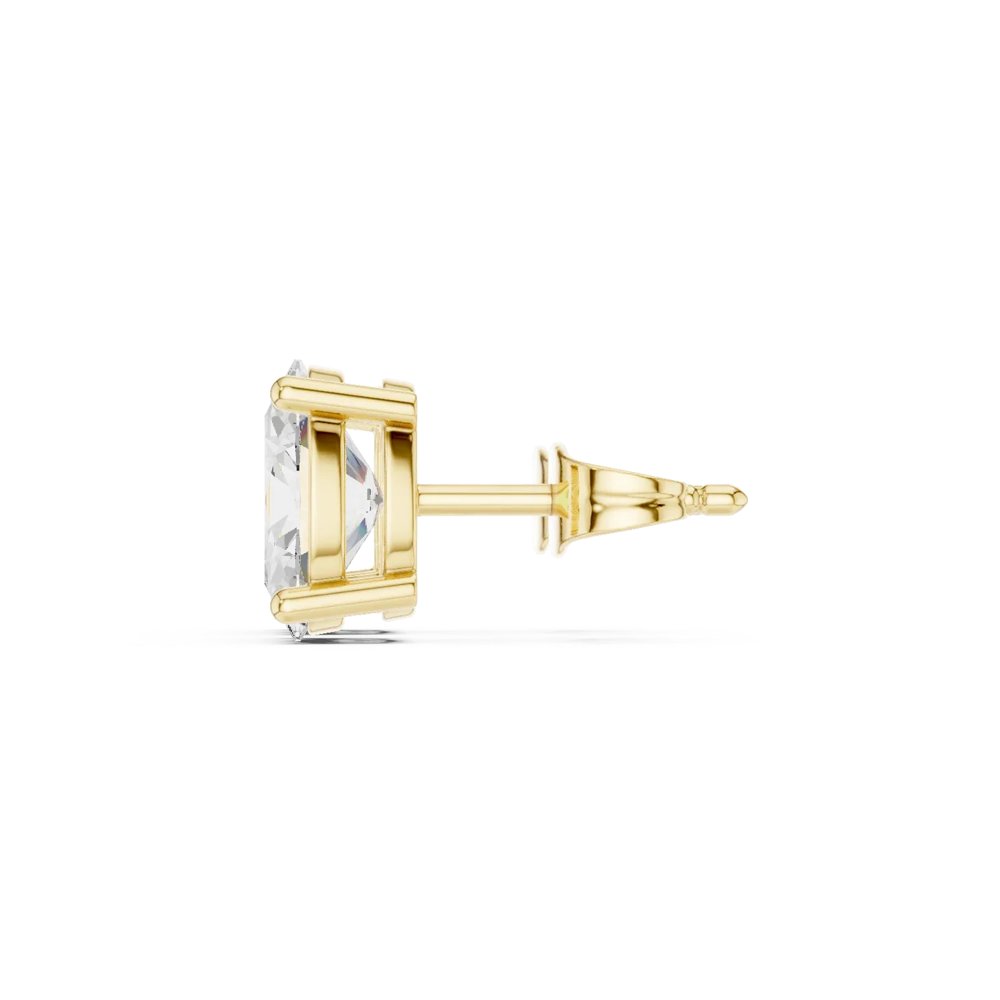 Oval cut lab grown diamond stud earrings in yellow gold side view by Diamonds for Everyone Australia