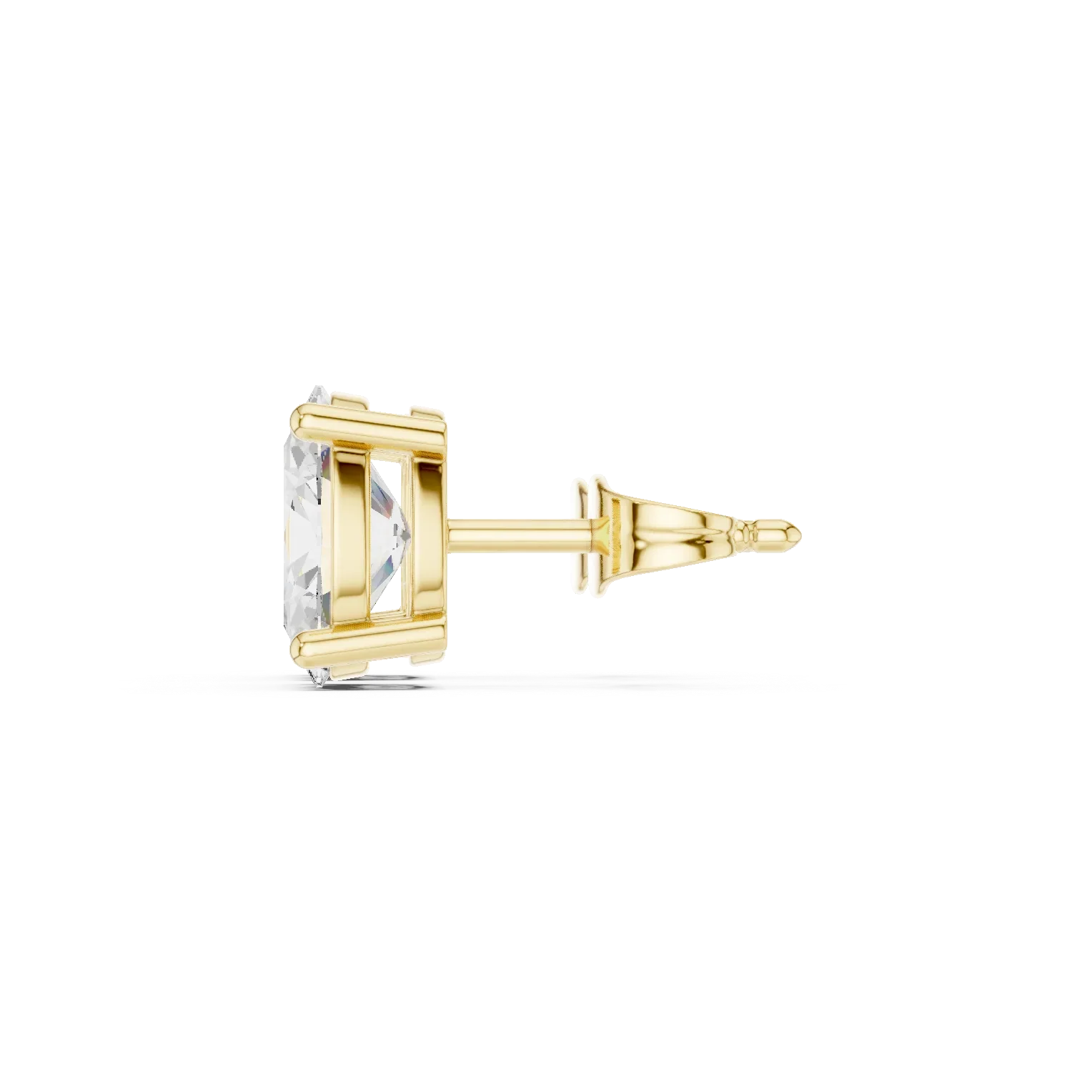 Oval cut lab grown diamond stud earrings in yellow gold side view by Diamonds for Everyone Australia