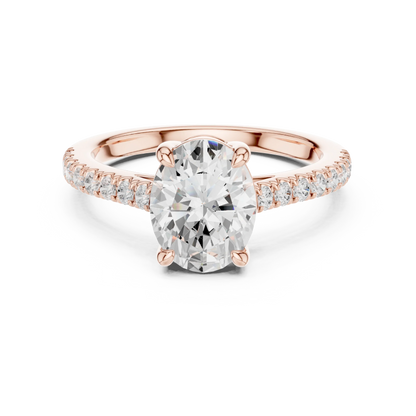 Lab-grown oval diamond pavé band ring in rose gold