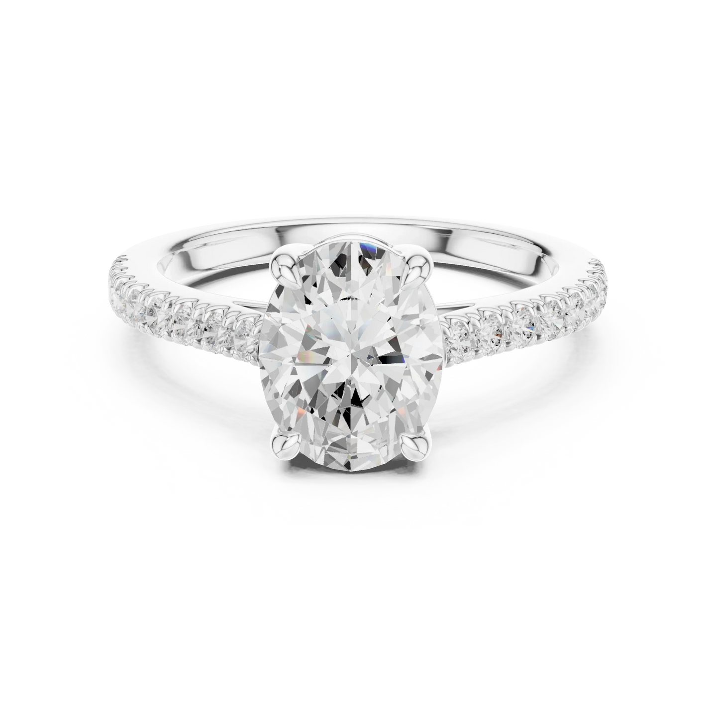 Lab-grown oval diamond pavé band ring in white gold