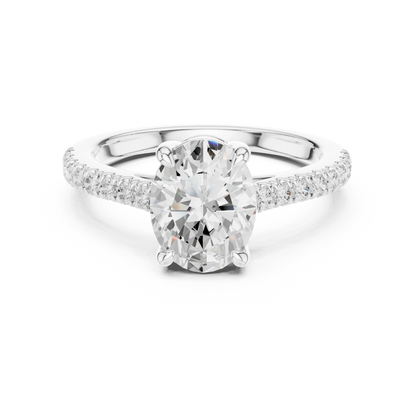 Lab-grown oval diamond pavé band ring in white gold