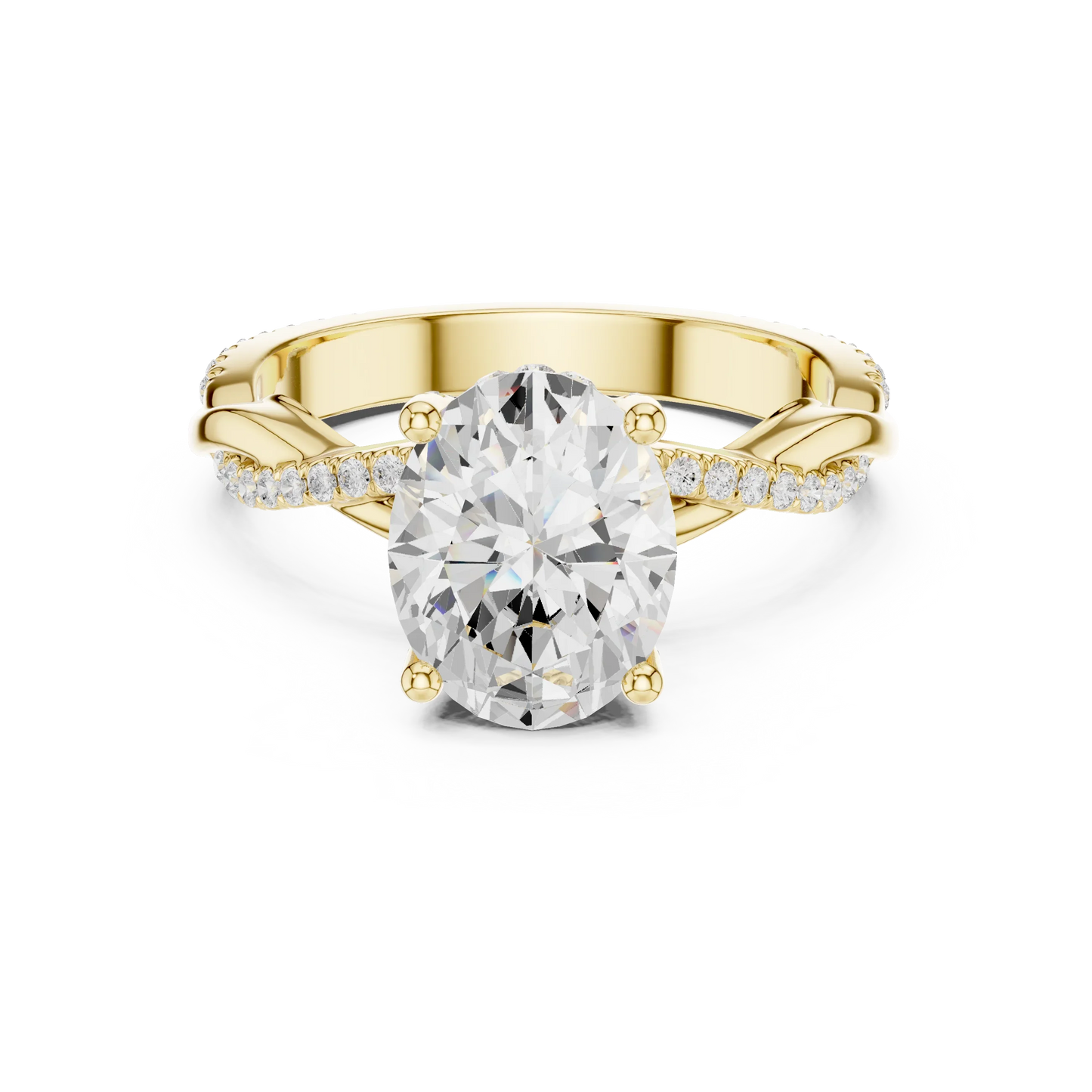 Oval diamond ring in yellow gold with twisted vine pave band and lab-grown diamond – Australia