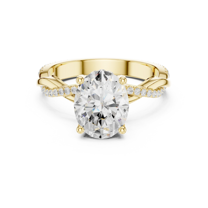 Oval diamond ring in yellow gold with twisted vine pave band and lab-grown diamond – Australia