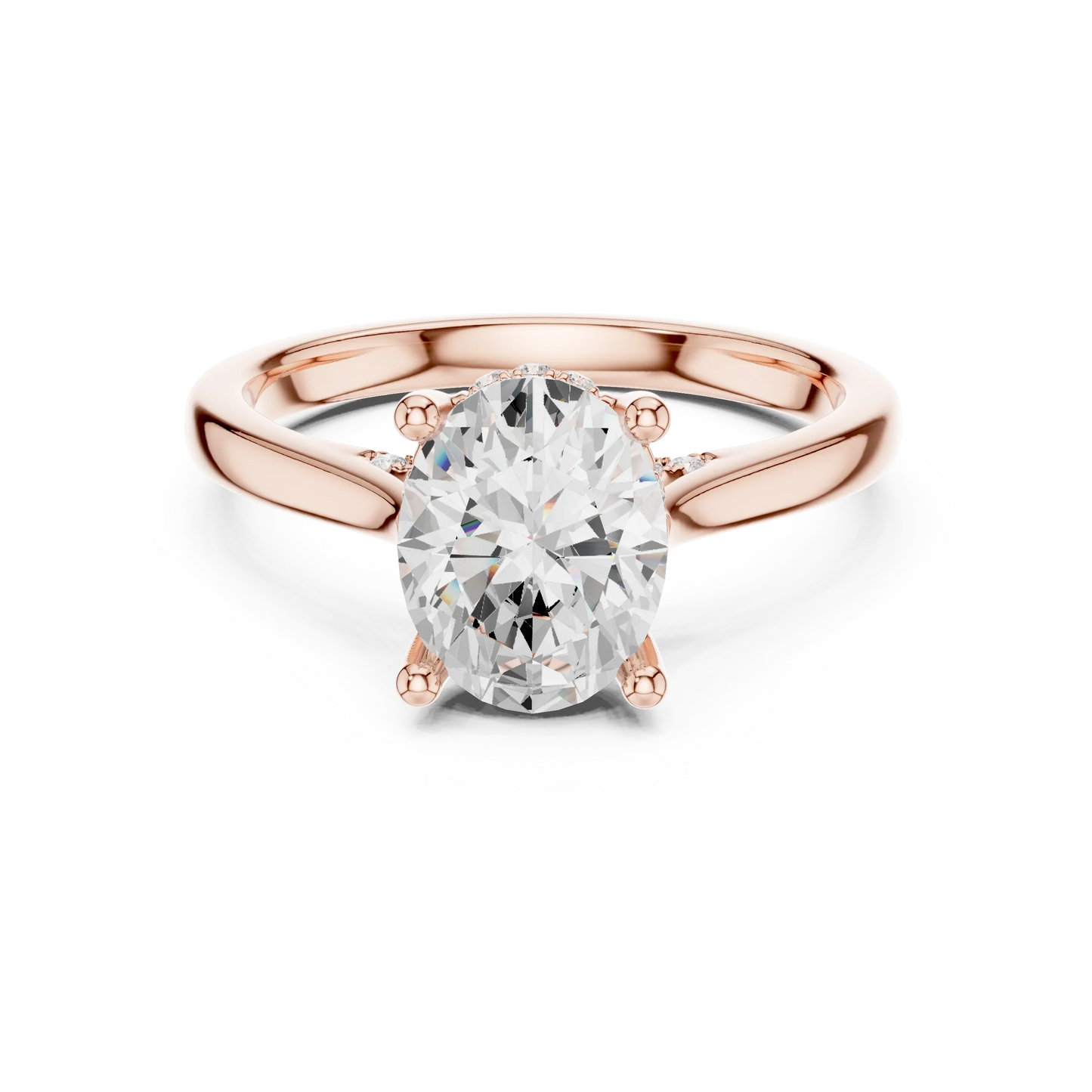 Oval solitaire ring in rose gold with plain domed band and lab-grown diamond – Australia