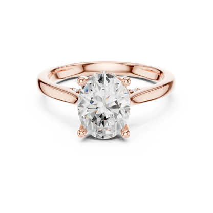 Oval solitaire ring in rose gold with plain domed band and lab-grown diamond – Australia