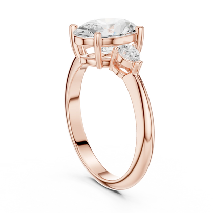 Portia Elegant Oval Diamond Three-Stone Ring