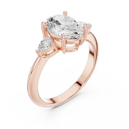 Portia Elegant Oval Diamond Three-Stone Ring
