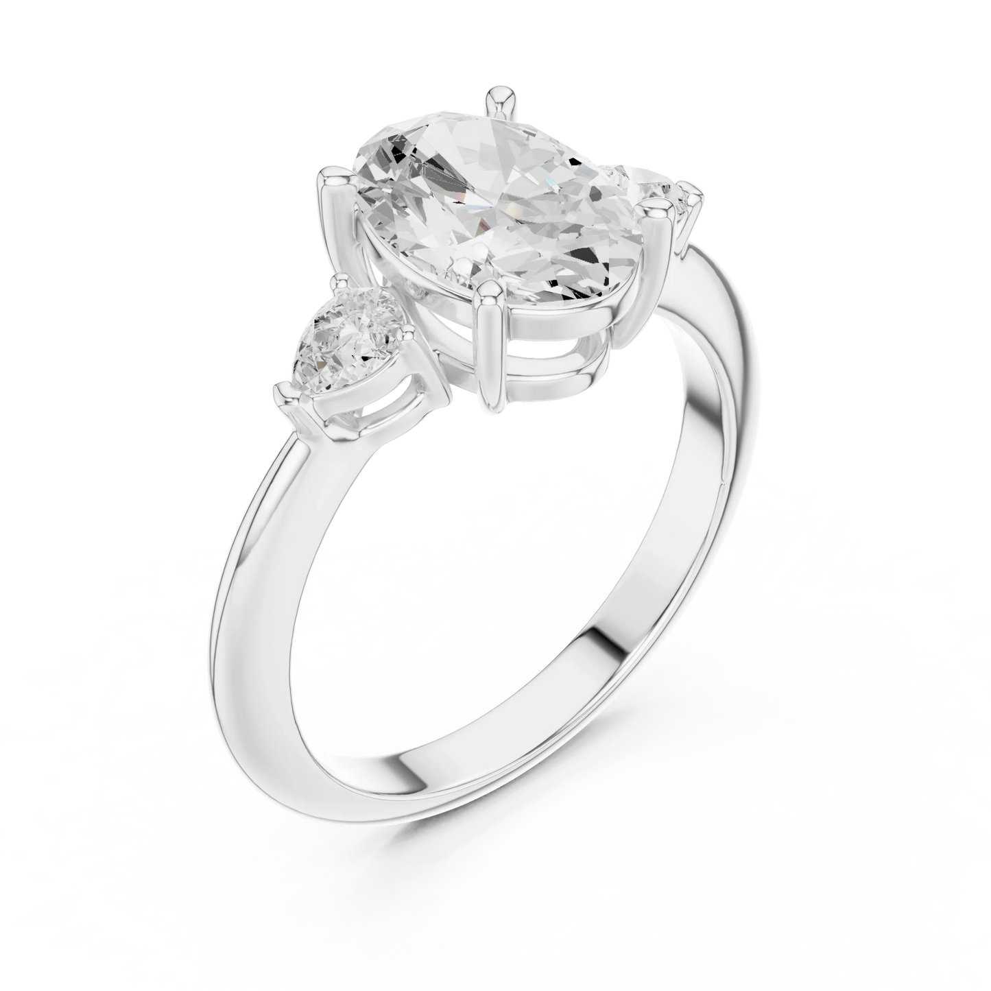Portia Elegant Oval Diamond Three-Stone Ring