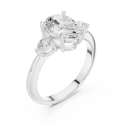 Portia Elegant Oval Diamond Three-Stone Ring